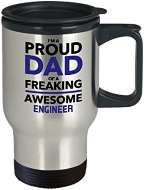Чаша за кафе Engineer Travel - Горд татко най-страхотните Инженер - Подарък за Деня на бащите за татко -Чаша от неръждаема стомана