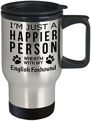 Кафеена Чаша За Любителите на кучета В Пътуване - Щастлив Човек С английски Фоксхаундом -Подаръци За Спасението на Собствениците на Домашни Любимци