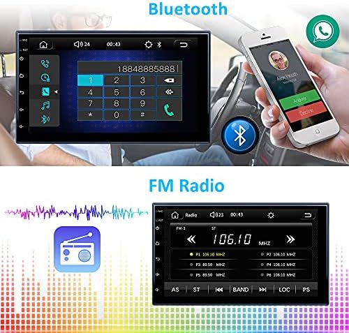 Автомобилна стерео система с Apple Carplay, 7-Инчов Авто радио с двоен Din-screen, Сензорен Радио с Bluetooth / Резервна камера / Субуфер / FM радио / Огледално връзка + Микрофон