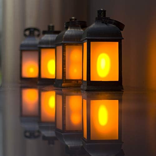 Декоративен фенер в ретро стил 11 инча, led лампа с ефект на пламъка, (Златисто-черен мат, дистанционно управление)