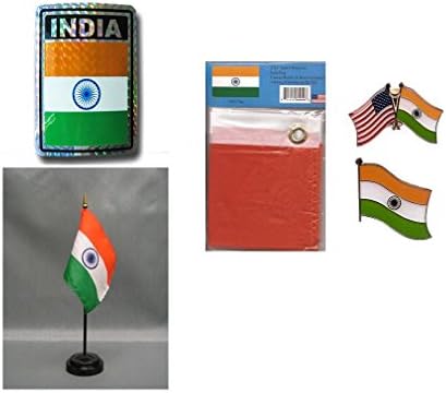 Набор от флагове MWS India Heritage (Флаг 3x5, Стикер, Игли за ревери, Тенис на флаг) 3 'x5'