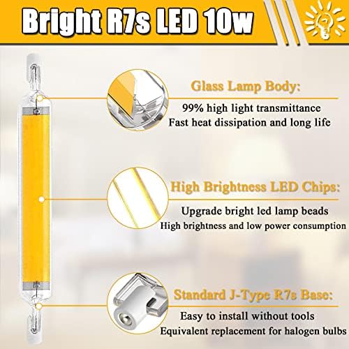 6 X 10 W led лампи R7s 78 мм, което е Еквивалента на 100 W Халогенни лампи, Двустранен Led лампа R7s с регулируема яркост, ъгъл на лъча 360 °, пестене на Енергия, Без трептене