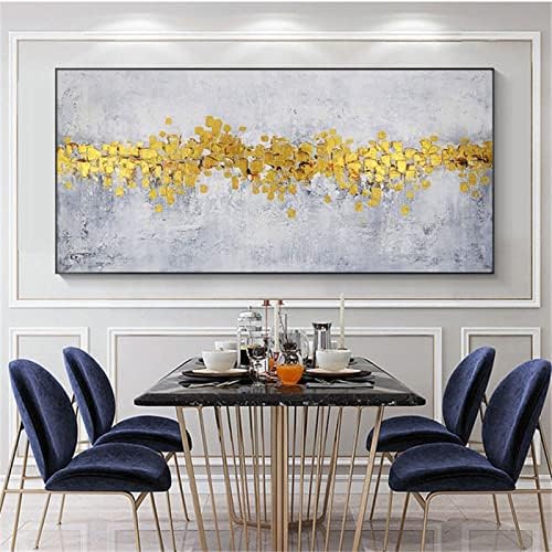 Skyinbags Ръчно Рисувани Живопис с маслени бои със златен текстура - Банер Модерен Голям Размер Абстрактна Живопис върху