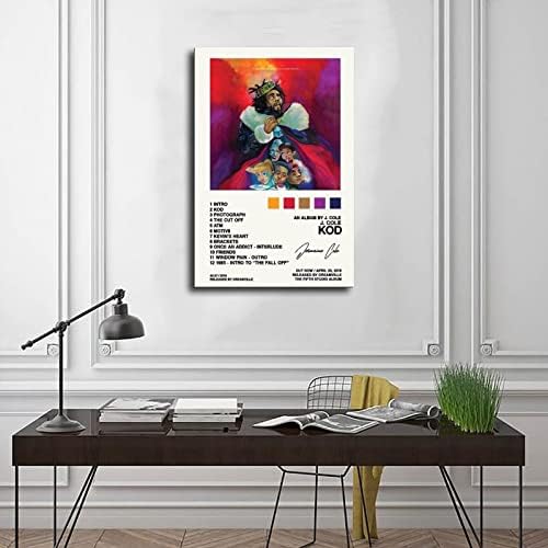 Tesene 2018 J Плакат KOD Корица на албума Плакат Платно Плакат на Стенно Изкуство HD Печат на Изображения Cole Room Естетика Декор Спални Плакат 16x24 инча (40x60 cm)