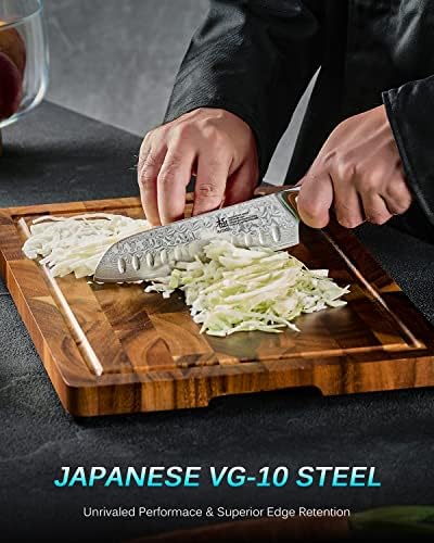 Нож Сантоку серия от KYOKU Gin, 7-инчов Нож на главния готвач, Японски Кухненски Нож от дамасской неръждаема Стомана