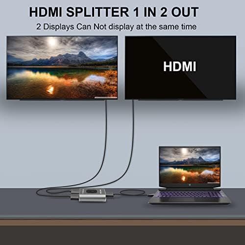 OYAYUTE HDMI switch 4K 60Hz, Двупосочен HDMI switch 2 в 1 изход, HDMI-сплитер 1 2 изход, HDMI switch Поддържа 4K 3D 1080P за PS4 Xbox Blu-Ray Player Fire Stick, PC HDTV (сребрист)