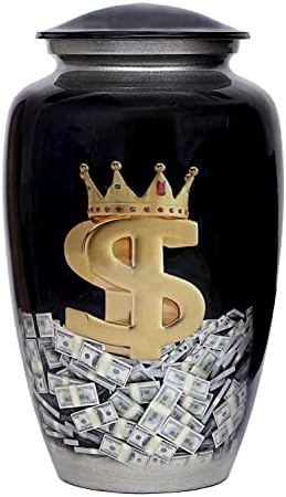 УРНА HLC – Красива черно-златната кремационная урна с корона във формата на щатския долар за света на човека - Ръчна изработка за погребение възрастни - Достъпни урн?