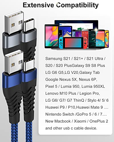 C Зарядно Устройство Кабел За Бързо Зареждане на Android Зарядно Устройство Кабел Тип C Кабел 6 метра 2 опаковки за Samsung