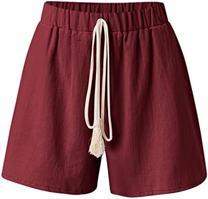 Дамски ластични панталони-бермуди от рваного деним UQGHQO средна засаждане, дънкови шорти с висока талия