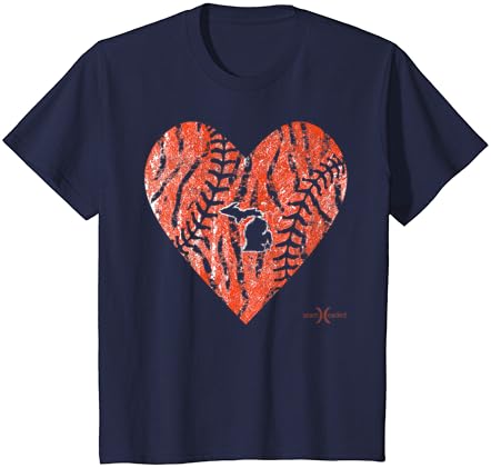 Реколта риза Detroit Baseball Сърце с тайгър изпреварен Ивици