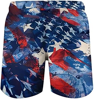 WENKOMG1 Патриотични къси Панталони за мъже, Панталони с Флага на Деня на Независимостта, Бански със Звезди и Ивици, Плажни Шорти 4 юли