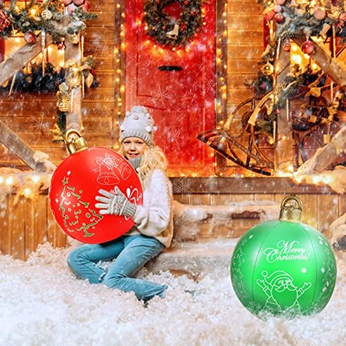 Leftgif Запалва Коледен Надуваем Балон с led подсветка и Дистанционно управление 24-Инчови Големи Коледни Надуваеми Играчки На Открито, Край Басейна, Коледни Декорации