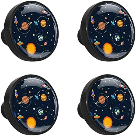 Комплект от 4 Дръжки Дърпа Слънчевата система, Детски шкаф с анимационни модел на Планетата, Хардуерните копчета за кабинет,