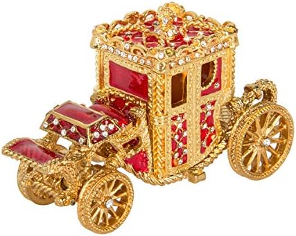 Мини-Ковчег за Украшения QIFU White Royal Carriage със Скъпоценни Камъни на Панти - Уникален Подарък за семейството