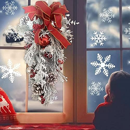 WEYUE Коледна Гирлянда с Падающим Сняг, Изплетен от 2 Врати, Подвесное Прозорец, S