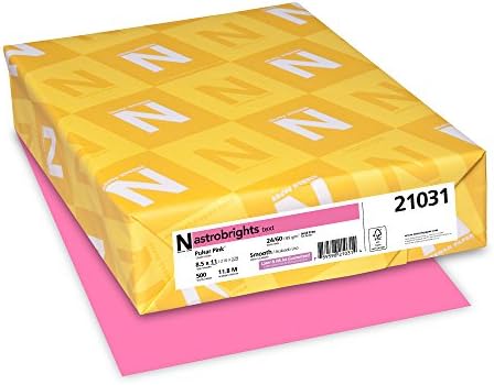 Цветна хартия Neenah Astrobrights, 8.5 x 11 инча, 24 кг / 89 ГОРИВО, Pulsar Pink, 500 Листа (21031)