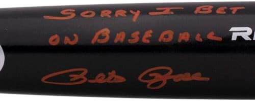 Бейзболна бухалка Пита Роуза с Автограф на Maya Black Rawlings Pro, Съжалявам, обзалагам се, JSA - Бейзболни бухалки MLB С Автограф