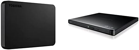 Toshiba Canvio Basics Преносим външен твърд диск капацитет 2 TB USB 3.0 и LG Electronics 8X USB 2.0 Super Multi Ултратънък Преносим диск за запис на DVD +/-RW Външен диск с подкрепата на М-DISC (черен) GP65N