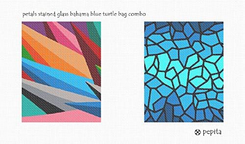 Комплект за бродиране pepita: Комбинирана чанта-стъклопис от Багамской сини костенурки с листенца, 14 x 7