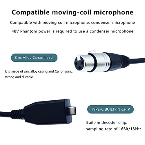 Конектор XLR mic с USB кабел c Type-c, жак микрофон Type C, Студиен аудио кабел Линк, който е Съвместим с Google Pixel