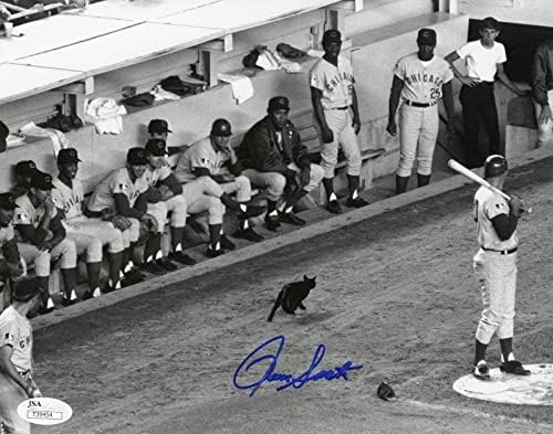 Чикаго Къбс Рон Санто Подписа Снимка на Черна Котка 8x10 Джеймс Спенс JSA COA - Снимки на MLB с автограф