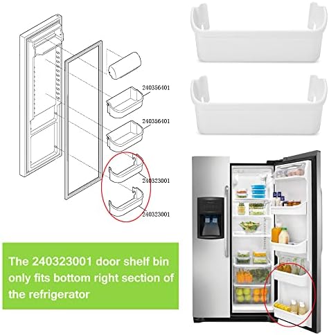 ОБНОВЕН Контейнер за подмяна на рафтовете на вратата на хладилника 240323001, съвместим с рафтове в долната врата на хладилника
