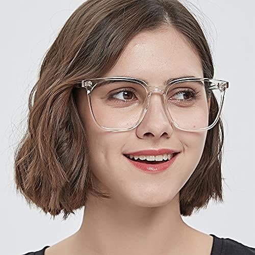Очила GUDVUE Oversize Blue Light Прозрачни + Калъф за очила с цветен модел