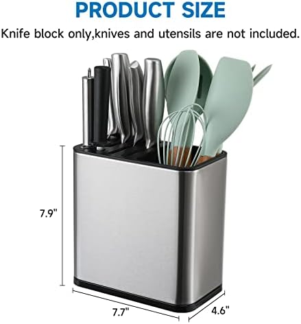 Универсален Ножевой блок BIARTS без ножове, Правоъгълен, 7,7 L x 4,6W x 7,9H и Органайзер за прибори за хранене с