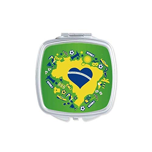 Огледало за карти Бразилия във формата на Сърце, Компактно Преносимо Карманное Огледало За Грим, Двустранно Стъкло
