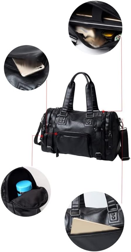 GPPZM Градинска Водоустойчива чанта, Спортни чанти за фитнес, чанти-незабавни посланици от волска кожа, изкуствена кожа, Мъжки чанти през рамо (Цвят: черен, размер: 45 * 1