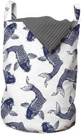 Чанта за дрехи Ambesonne Koi Fish, Скица Шаран Koi с Подробно описание на Шарките на Риба Везни, Източна Морска Флора и фауна,