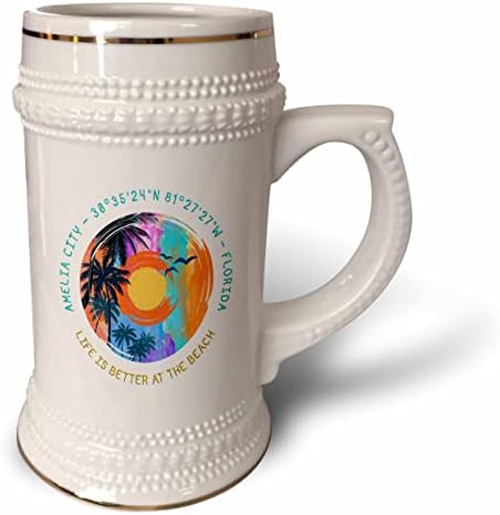 3дРоуз Амелия Сити, Флорида. Подарък за пътуване Life is better at the beach - чаша за стейна на 22 унция (stn-361987-1)