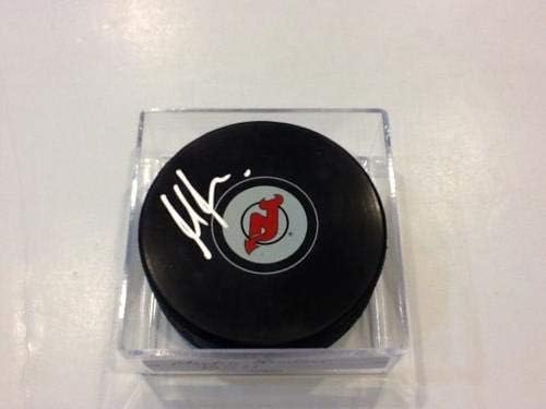 Мартин Broder подписа хокей шайба NJ New Jersey Devils PSA DNA COA С автограф b - за Миене на НХЛ с автограф