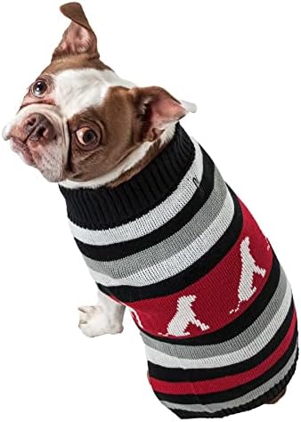 Пуловер за кучета Пет Life с Шарени Кучета в Ивица с Охлюв Врата в Рубчик, LG