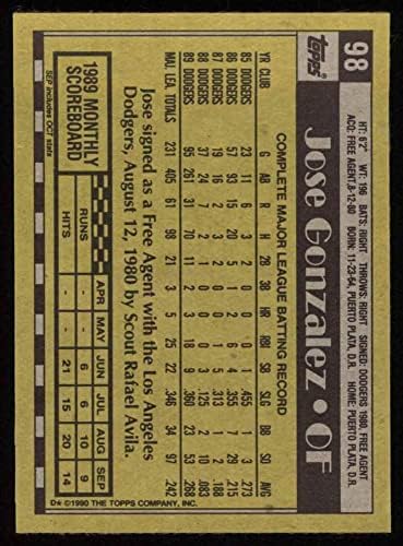 1990 Topps 98 Хосе Гонзалес Лос Анджелис Доджърс (Бейзбол карта) NM/MT Доджърс