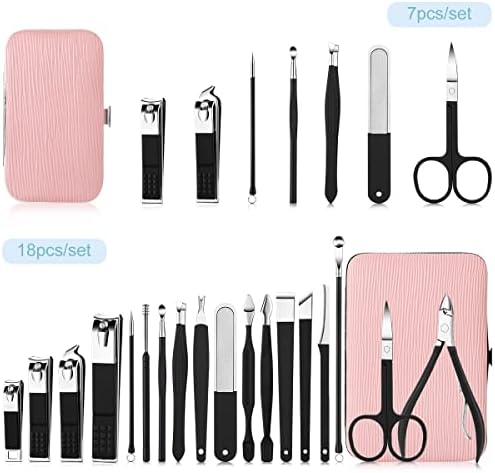 COEPMG Многофункционален Комплект за Рязане на ноктите, Педикюрный Нож, Пила за Нокти, Комплект Ножици с Пътен Футляром,