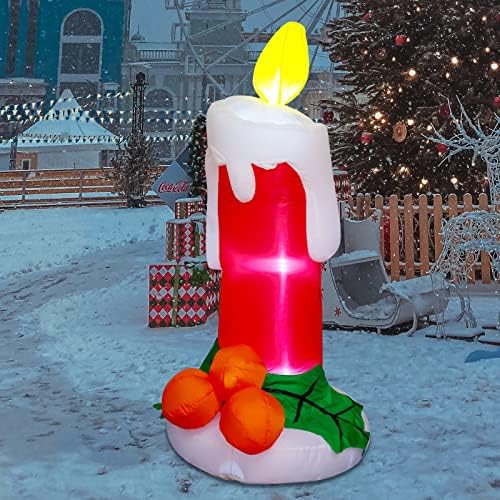 Коледна Надуваема Свещ GOOSH Височина 6 метра, на Открито, Украшающая Оформяне на Двора с помощта на вградените
