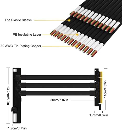 Вертикално Монтиране на графичния процесор SIRLYR, Комплект Притежателя на Графични карти, Поддръжка на Конзола графичен процесор с кабел Pcie 4.0 16X Странично 20 см, цвят