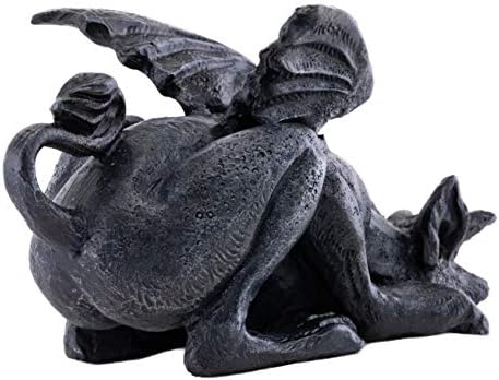 Най-добрата колекция от Средновековни Статуя на Дракон-Водоливници - Ръчно Рисувани Скулптура Селтик дракон с покритие от камък