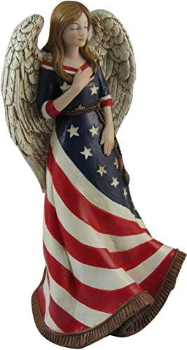 DWK Статуя на Патриотични Ангел Американската вяра | Статуи и Статуетки за Домашен интериор | Религиозна Статуя | Религиозни декорации за дома | Символ на Сила, Грация