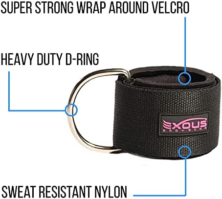 EXOUS BODYGEAR Удобна Мека лента на щиколотке за кабелна тренажор - Дебела амортизация Остава на място, Здрава за ефект - Тренировка