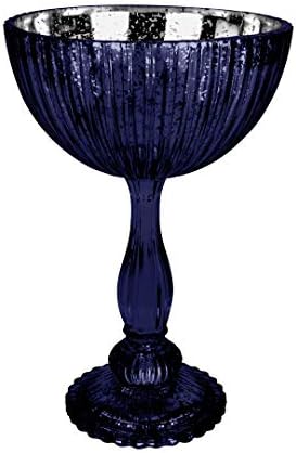Koyal на Едро 7 x 10,5Тъмно-Синя Купа За Компот Централна Стъклена една антична Ваза На Подиума, Цвете Централна Поставка