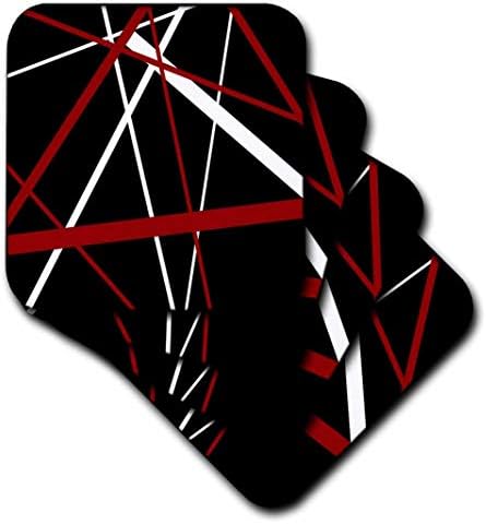 3d Равен с Червени и бели ивици на векторен черен фон, комплект от 4 меки каботажните