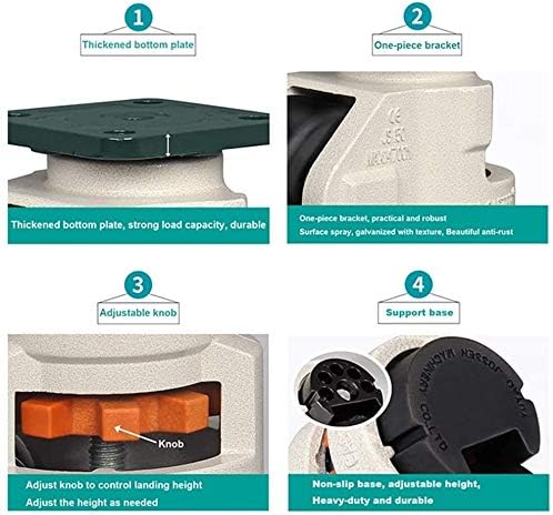 NIANXINN 4 опаковки Трайни промишлени ротационни колелце за тежки условия на работа, Регулируеми / Безопасни, Въртящи