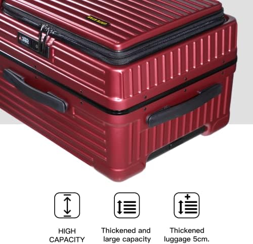 Ръчния багаж S Unite Star 20 Инча с Преден джоб за лаптоп, Лек Куфар, пълен с твърда черупка от ABS + PC + Алуминиева