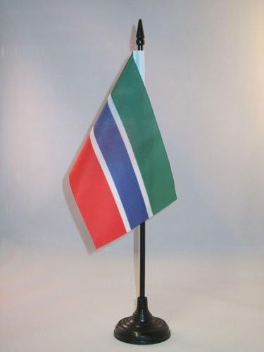 ФЛАГ на АЗЕРБАЙДЖАН Тенис на Флаг Гамбия 4 x 6 - Тенис на флаг Гамбия 15 x 10 см - Черна Пластмасова Пръчка и основата
