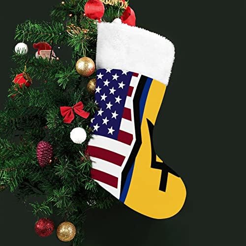 Коледен Окачен на Отглеждане с Американски и Барбадосским Флага, Сладък Чорап на дядо коледа за Коледната