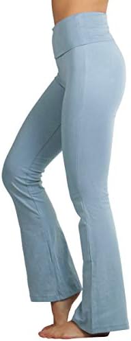 Дамски гамаши ToBeInStyle Премиум-клас с удобна складкой от Памучна смес Върху Расклешенных Панталони за йога