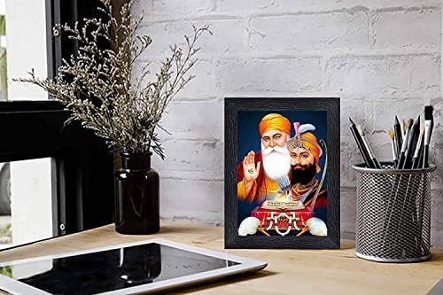 BBRATS Guru Nanak с душ (10) Религиозни дървени рамки Guru с Акрилен лист (на стъклото), за да се Поклонят /Пуджа (фото рамка, Боядисана, 8x6 см)-1103, Средна (PNF-1103-фоторамка-5x7)
