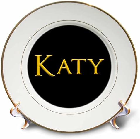 3дРоуз Кати най-якото детско име за момичета в САЩ. Подарък чинии - Шармы жълт цвят на черен фон (cp_355699_1)